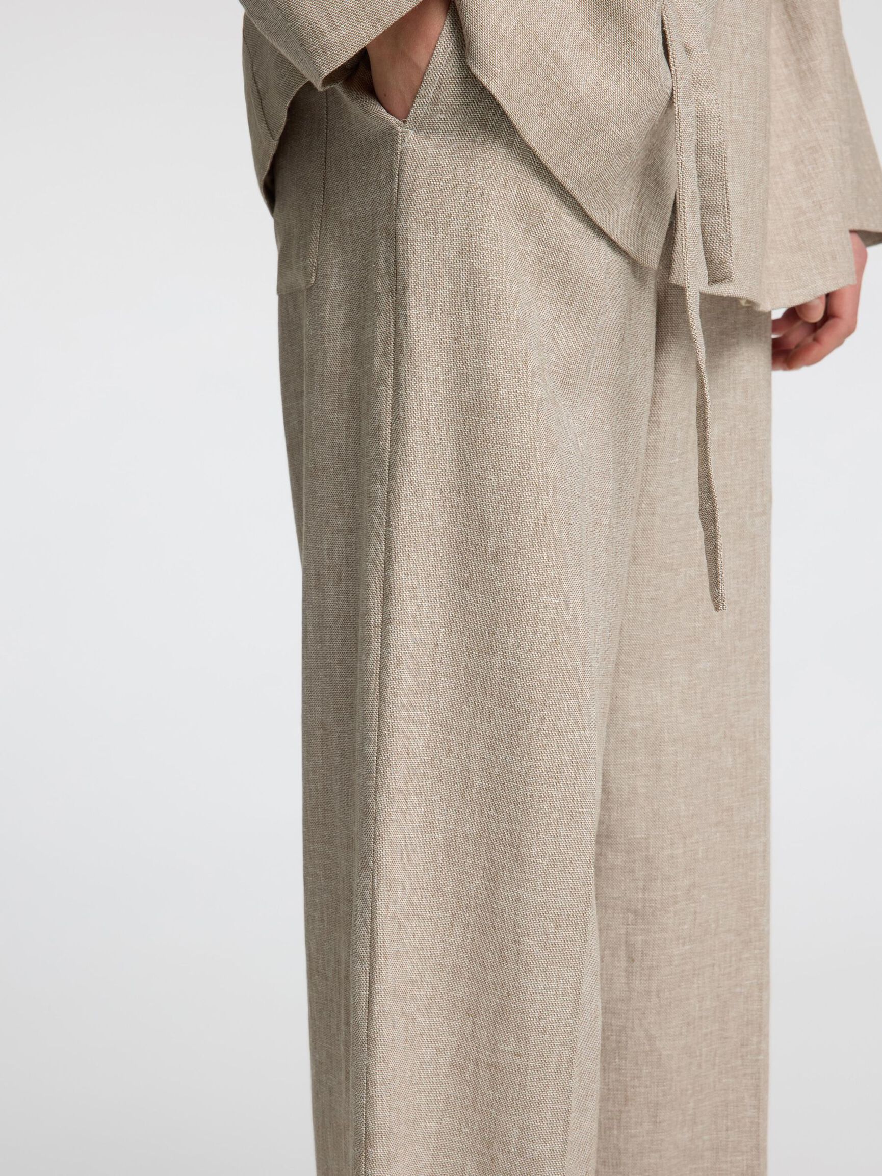 TAILORED WIDE-LEG TROUSERS, Sepia Tint, highres