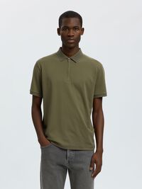 ZIPPER KNITTED POLO SHIRT, Kalamata, highres