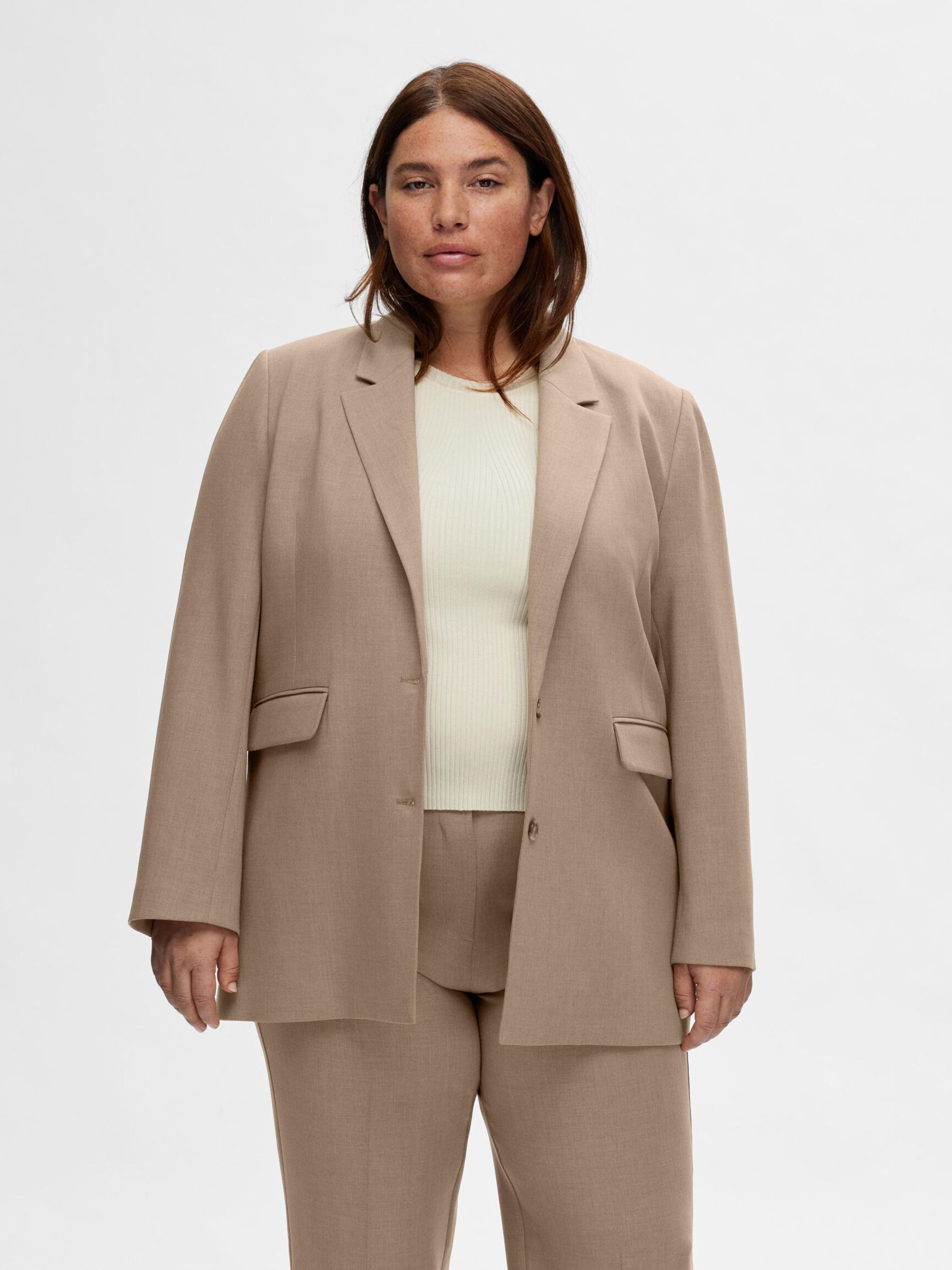 VISCOSE BLEND RELAXED BLAZER, Camel, highres
