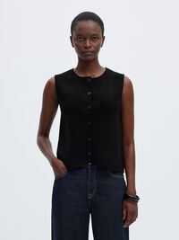 KNOOP GEBREID GILET, Black, highres