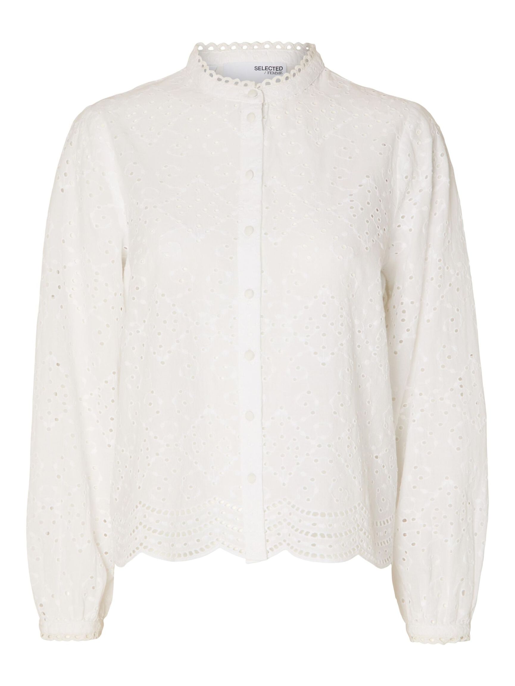 BRODERIE ANGLAISE SKJORTE, Bright White, highres