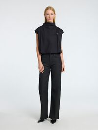 HIGH NECK CROP TOP, Black, highres