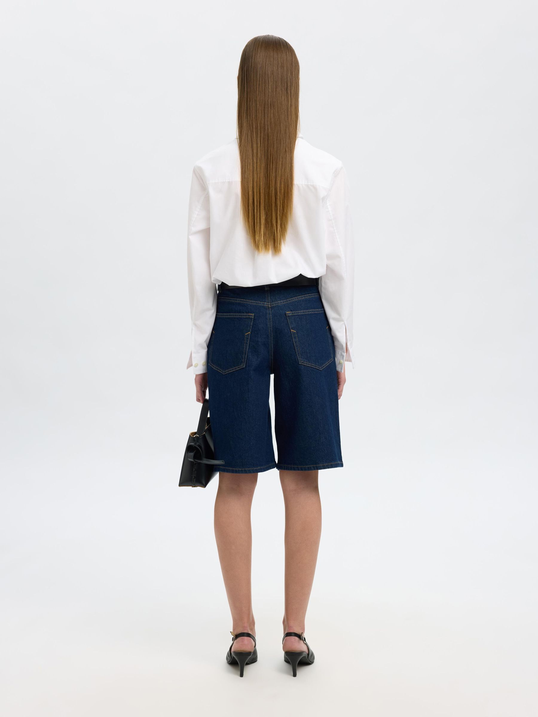 DENIM BERMUDASHORTS, Dark Blue Denim, highres