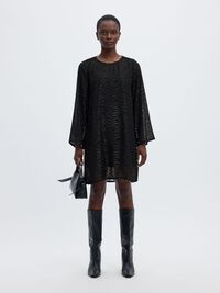WIDE SLEEVED MINI DRESS, Black, highres