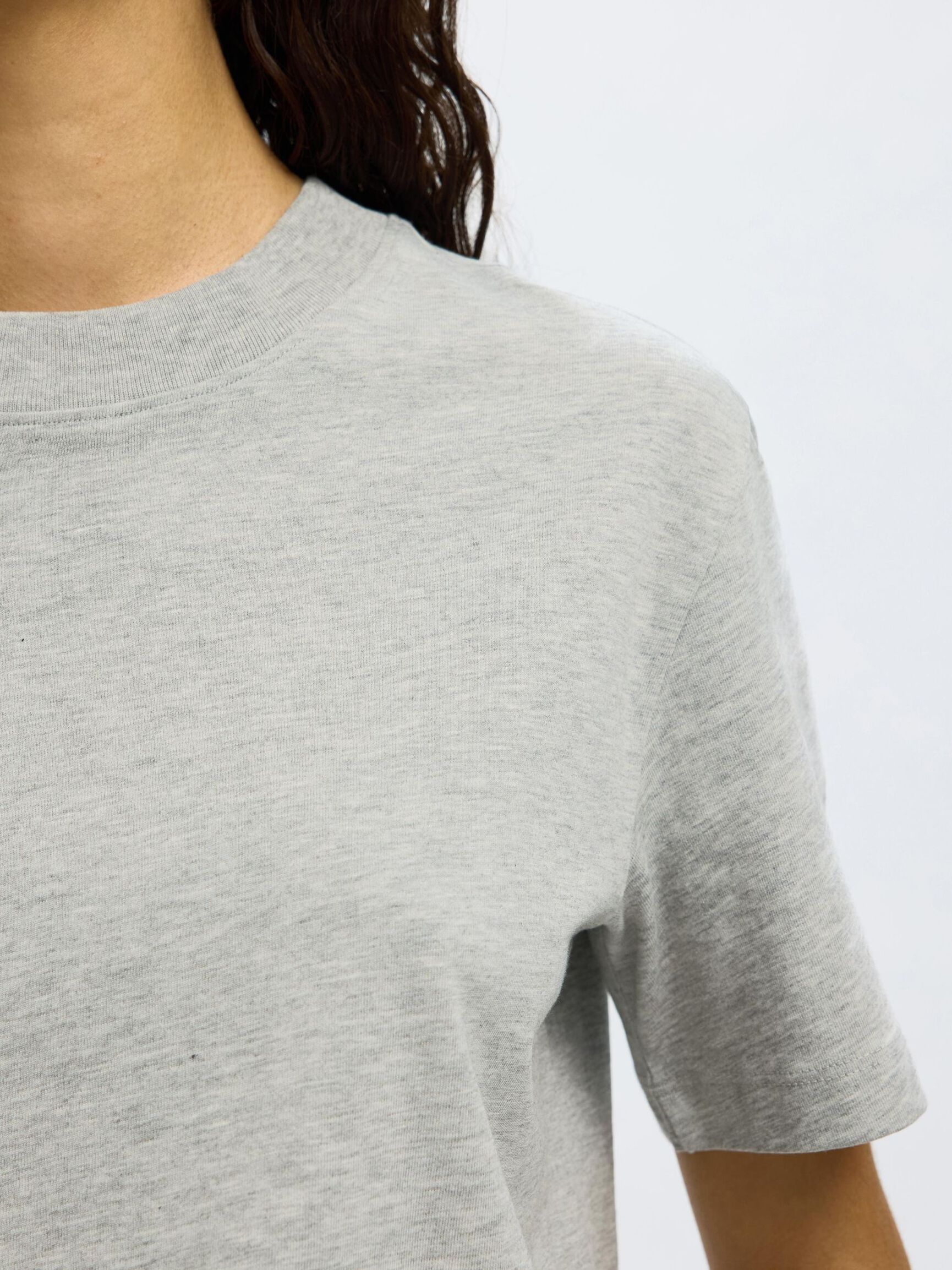 MOCK-NECK T-SHIRT, Light Grey Melange, highres