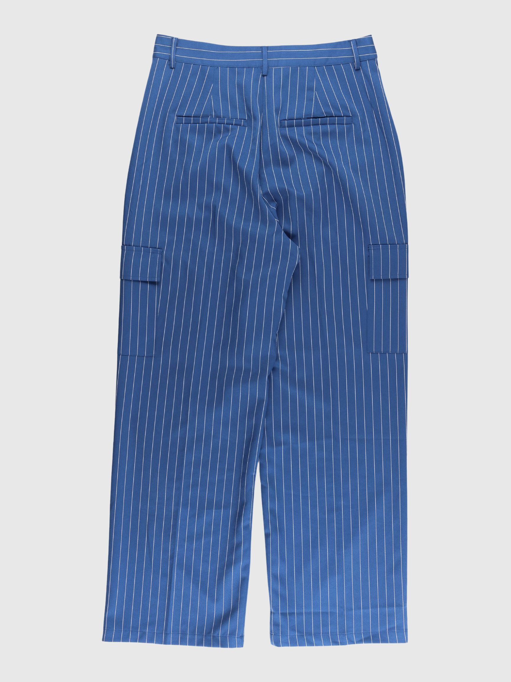 PINSTRIPE CARGO TROUSERS, Dark Navy, highres