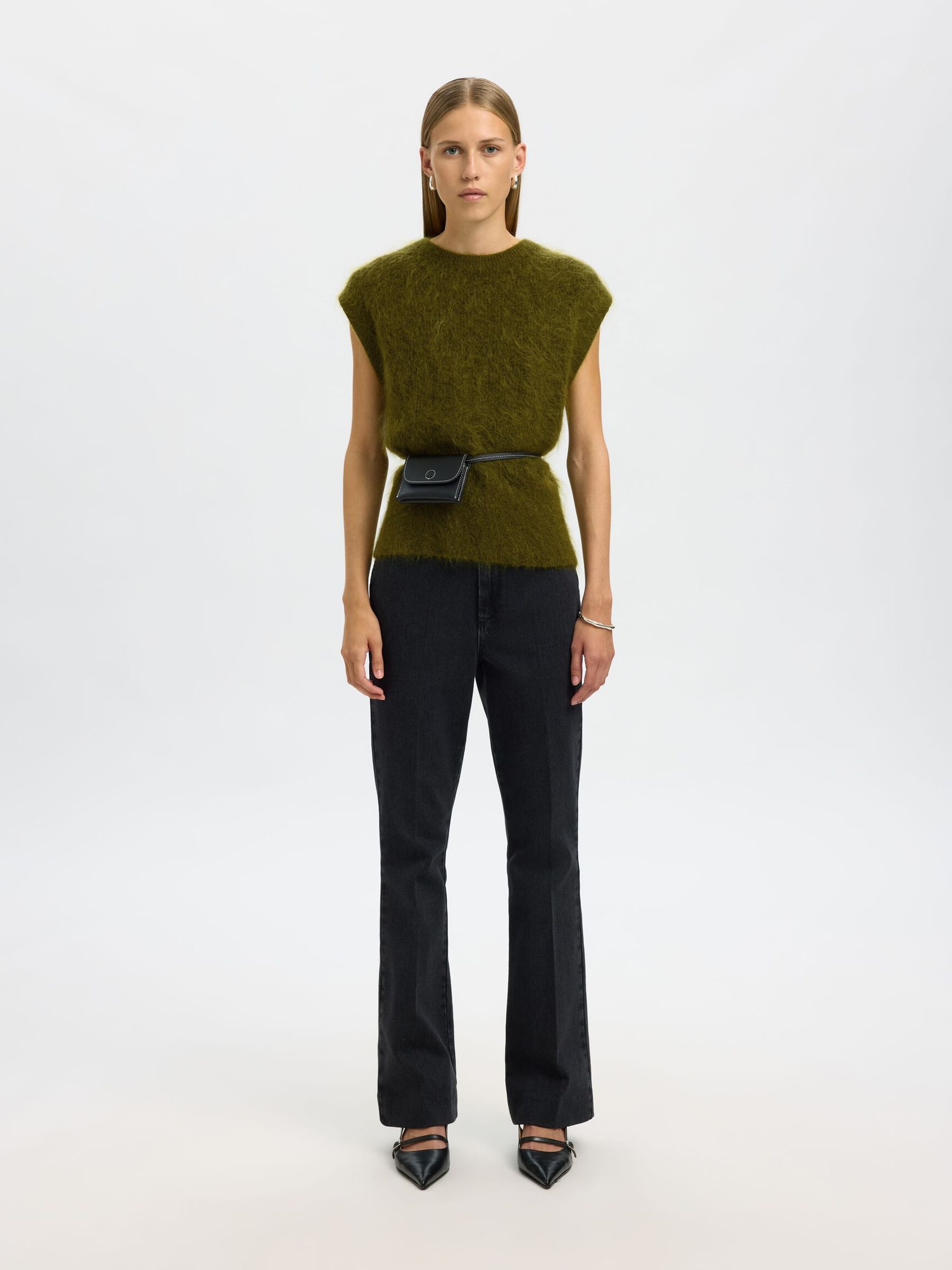 MOHAIR BLEND KNITTED VEST, Avocado, highres