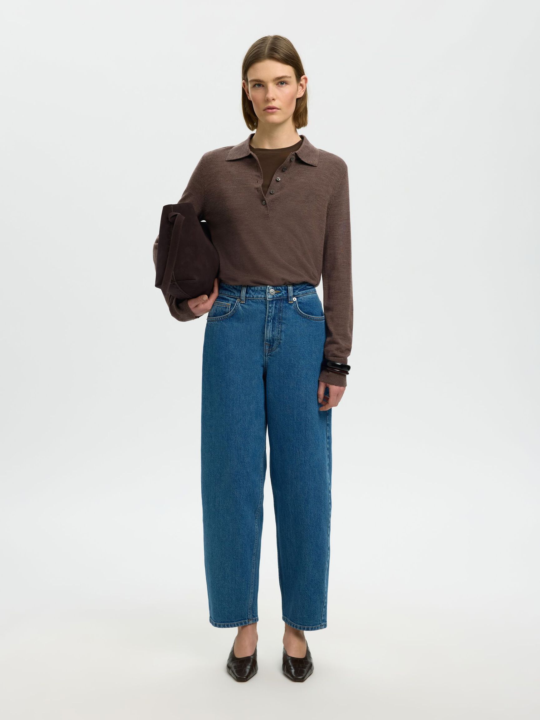 100% MERINOULD STRIKKET POLOSHIRT, Delicioso, highres