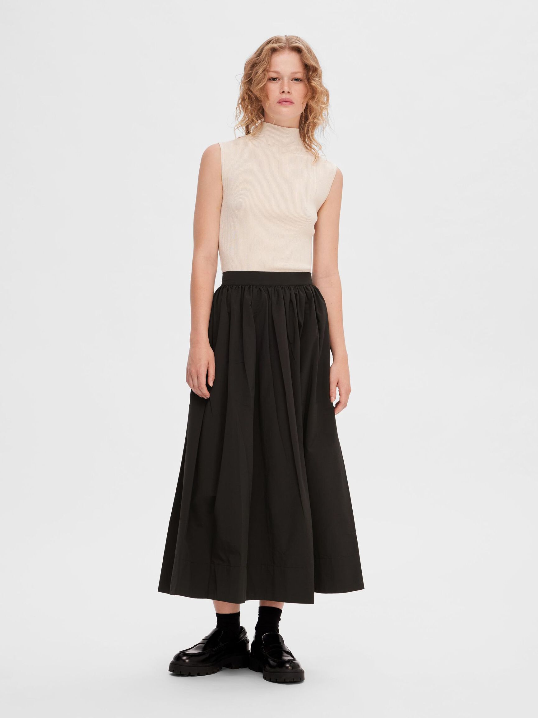 TALLE ALTO FALDA MIDI, Black, highres
