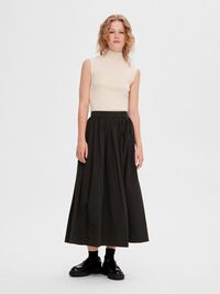 À TAILLE HAUTE JUPE MI-LONGUE, Black, highres