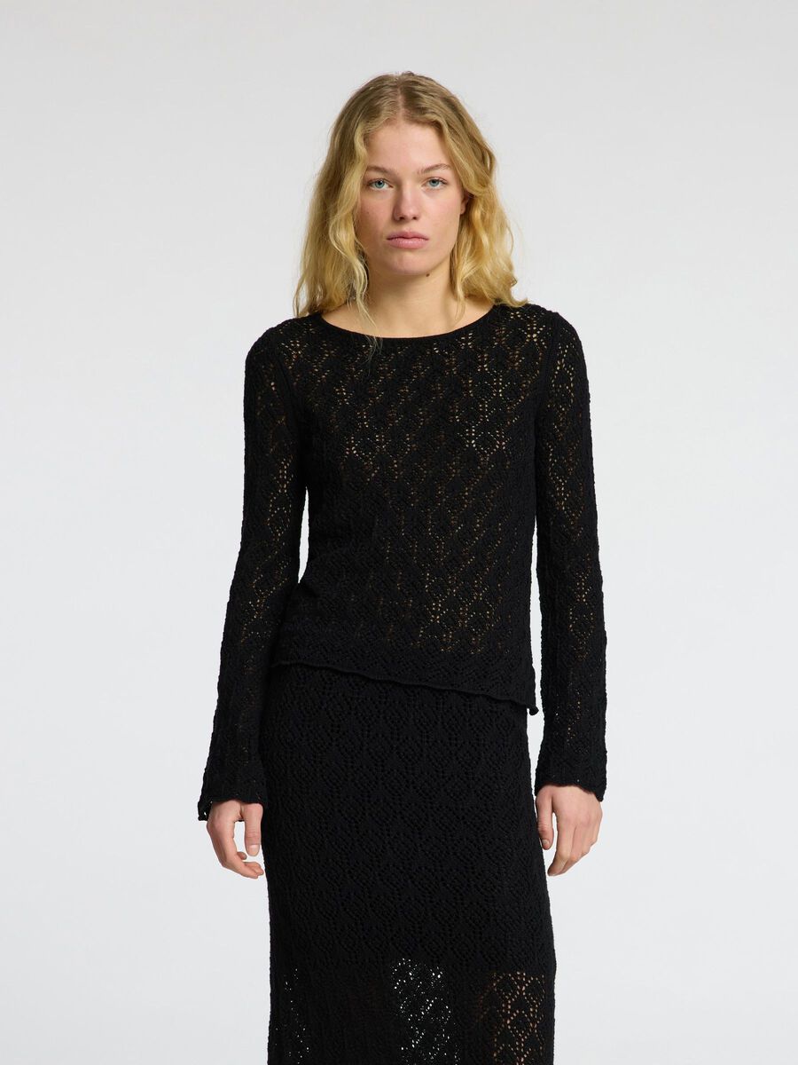 Selected LANGARM STRICKTOP, Black, highres - 16097232_Black_003.jpg