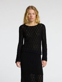 LONG SLEEVED KNITTED TOP, Black, highres