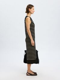 LINNENMIX MAXI JURK, Black, highres