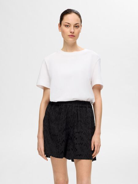 Selected BRODERIE ANGLAISE SHORT, Black, highres - 16095103_Black_003.jpg