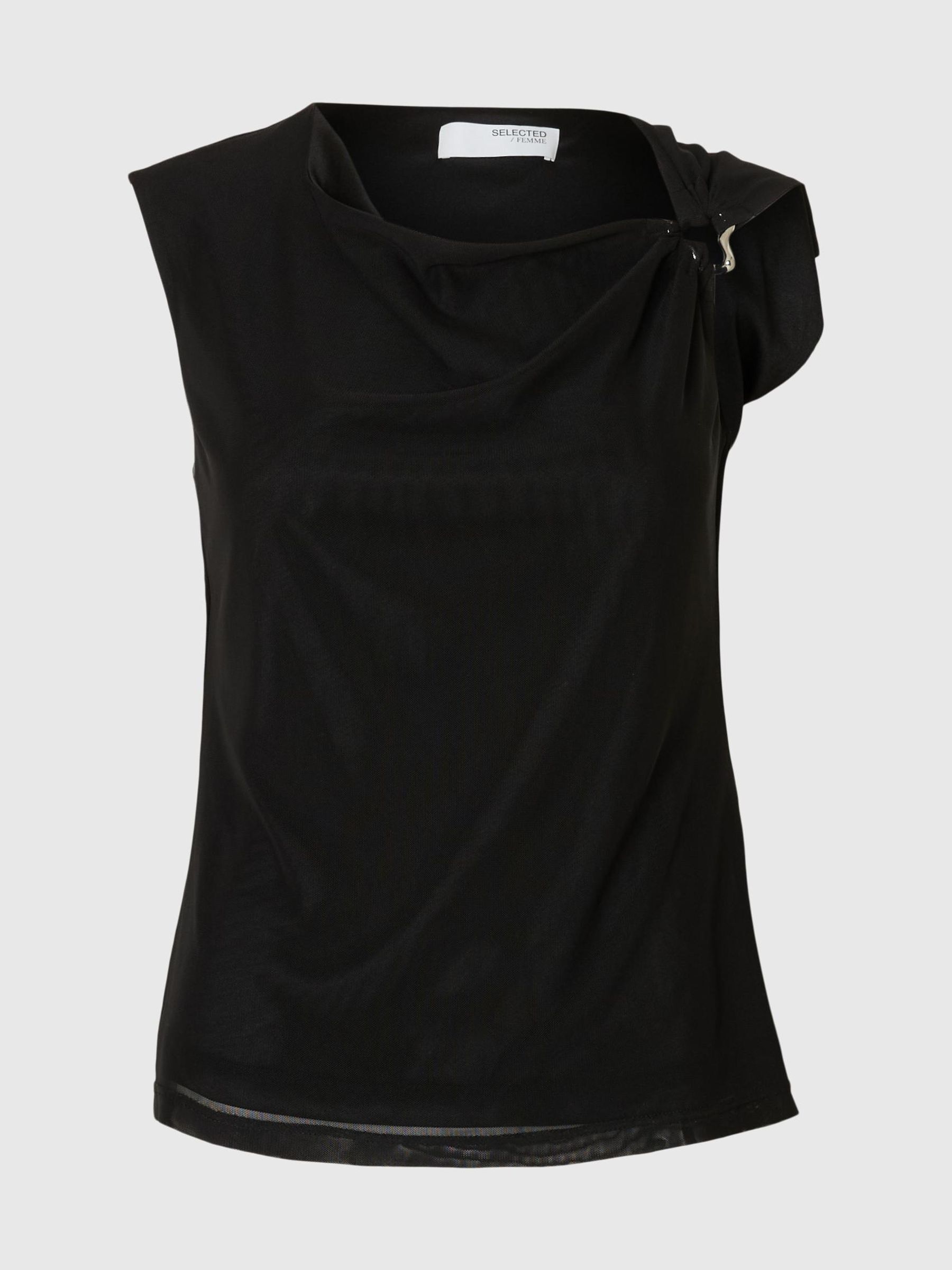 MESH  SLEEVELESS TOP, Black, highres