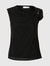 MESH  SLEEVELESS TOP, Black, highres