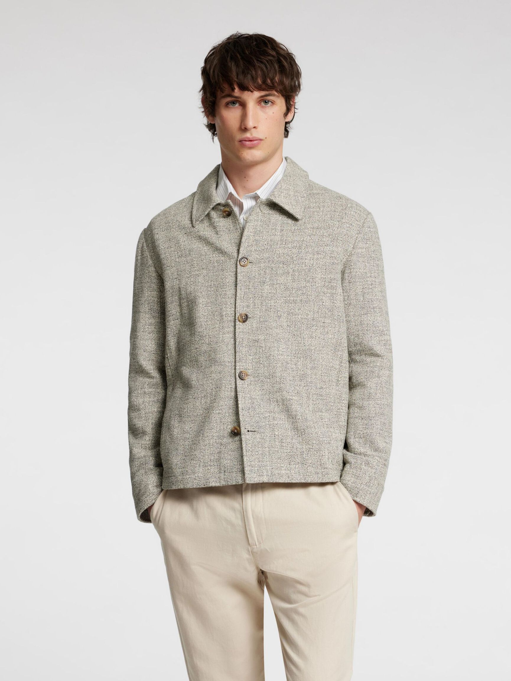 LANGÆRMET OVERSHIRT, Oatmeal, highres