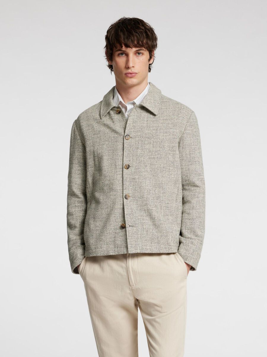 Selected LONG SLEEVED OVERSHIRT, Oatmeal, highres - 16096486_Oatmeal_1160026_003.jpg