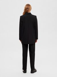 LONG RELAXED FIT SINGLE-BREASTED BLAZER, Black, highres