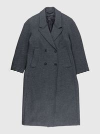 DOUBLE BREASTED WOOL BLEND COAT, Volcanic Ash, highres