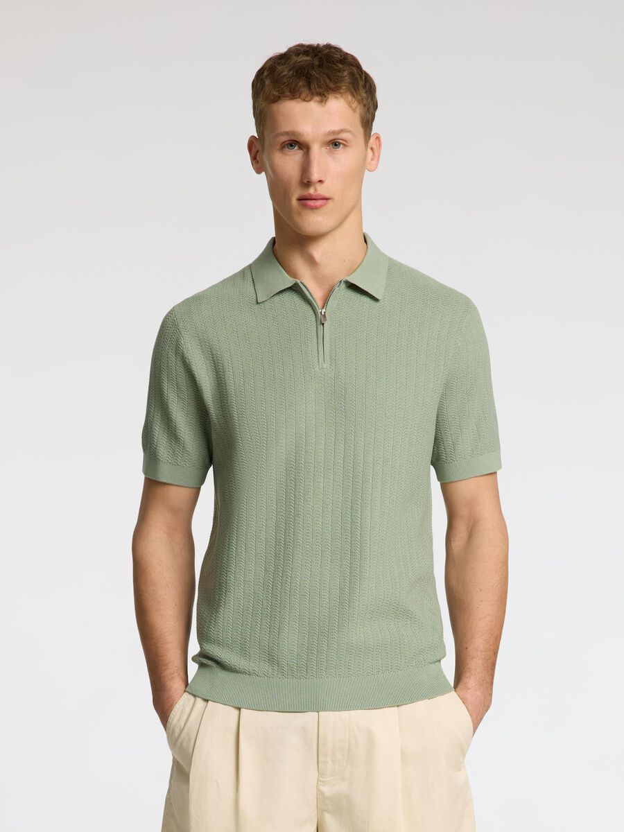 Selected ZIP-UP POLO SHIRT, Iceberg Green, highres - 16096388_IcebergGreen_003.jpg