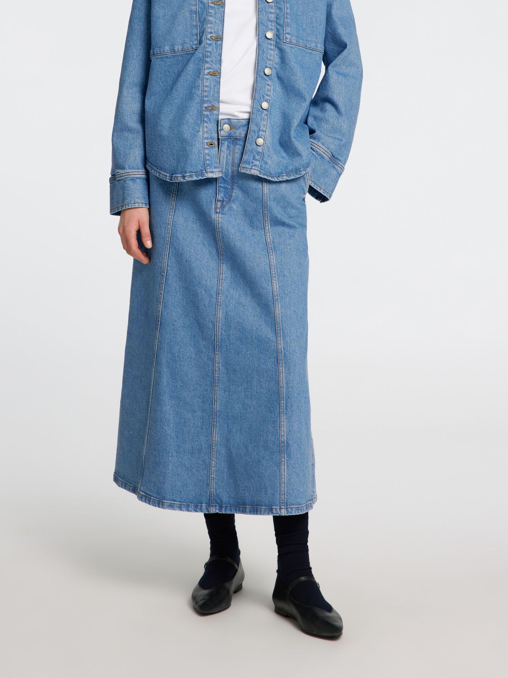 MIDI DENIM ROK, Medium Blue Denim, highres