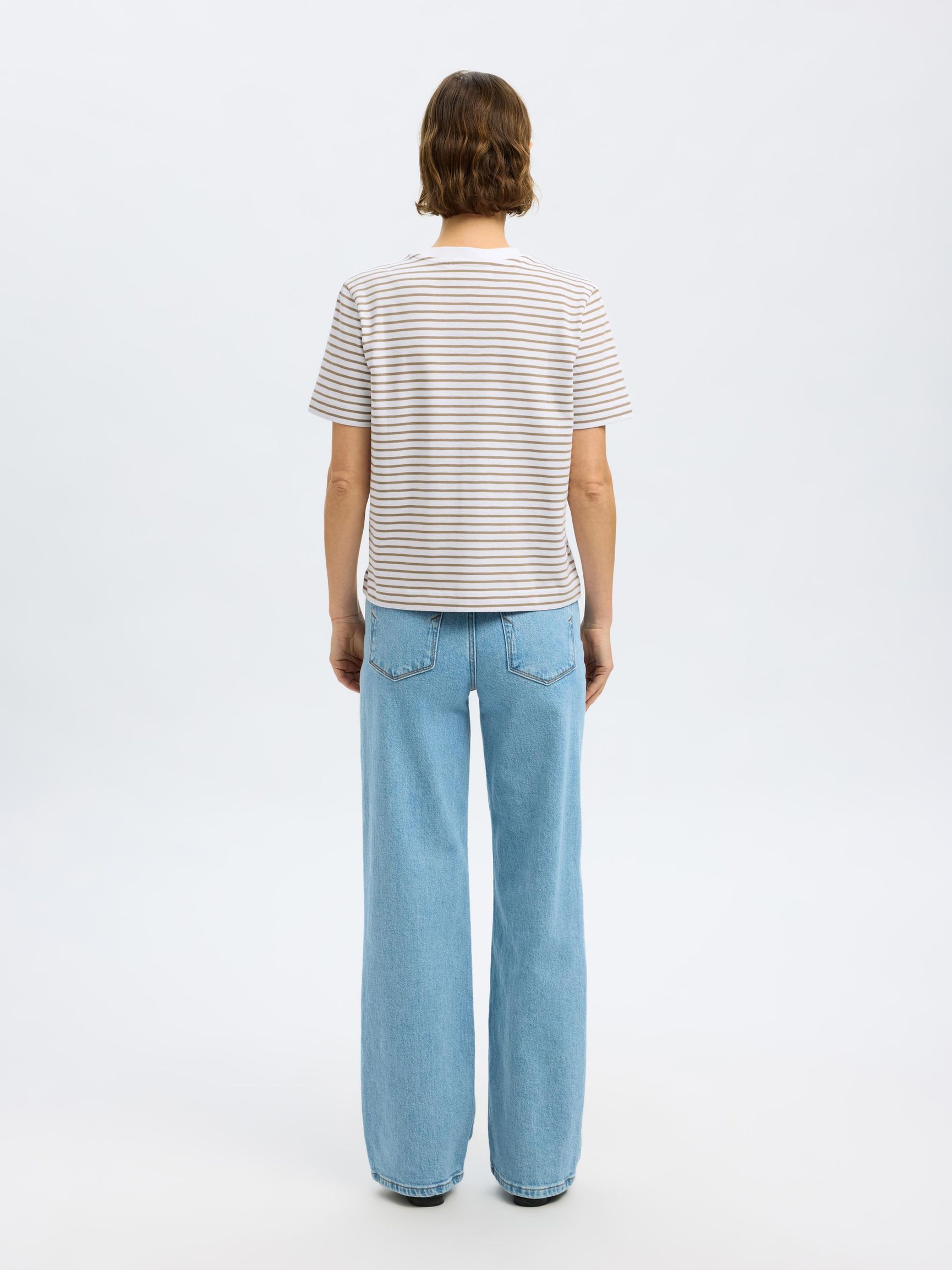 STRIPED BOXY FIT T-SHIRT, Greige, highres