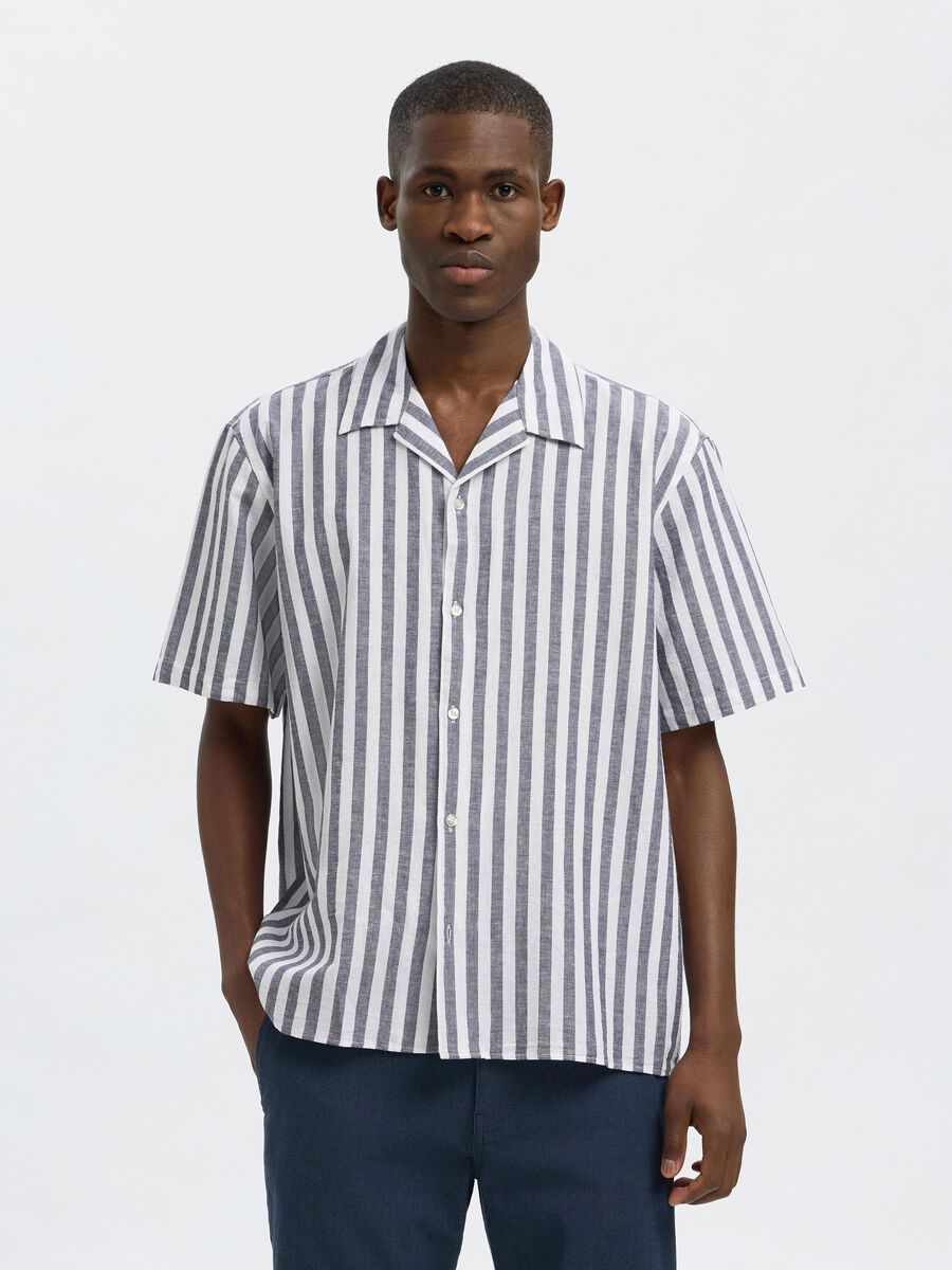 Selected LINEN BLEND SHORT SLEEVED SHIRT, Sky Captain, highres - 16092978_SkyCaptain_1114178_003.jpg