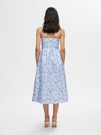 FLORAL PRINTED SLEEVELESS MIDI DRESS, Sky Blue, highres