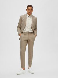 WOVEN WOOL BLEND TROUSERS, Sand, highres