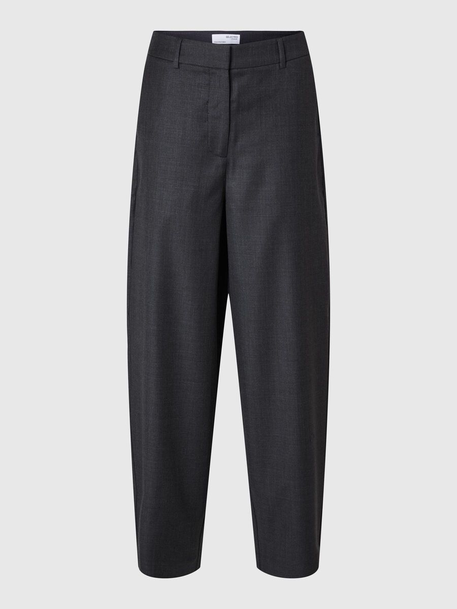 Selected 100% WOOL  BARREL FIT TROUSERS, Dark Grey, highres - 16095030_DarkGrey_1139194_001.jpg
