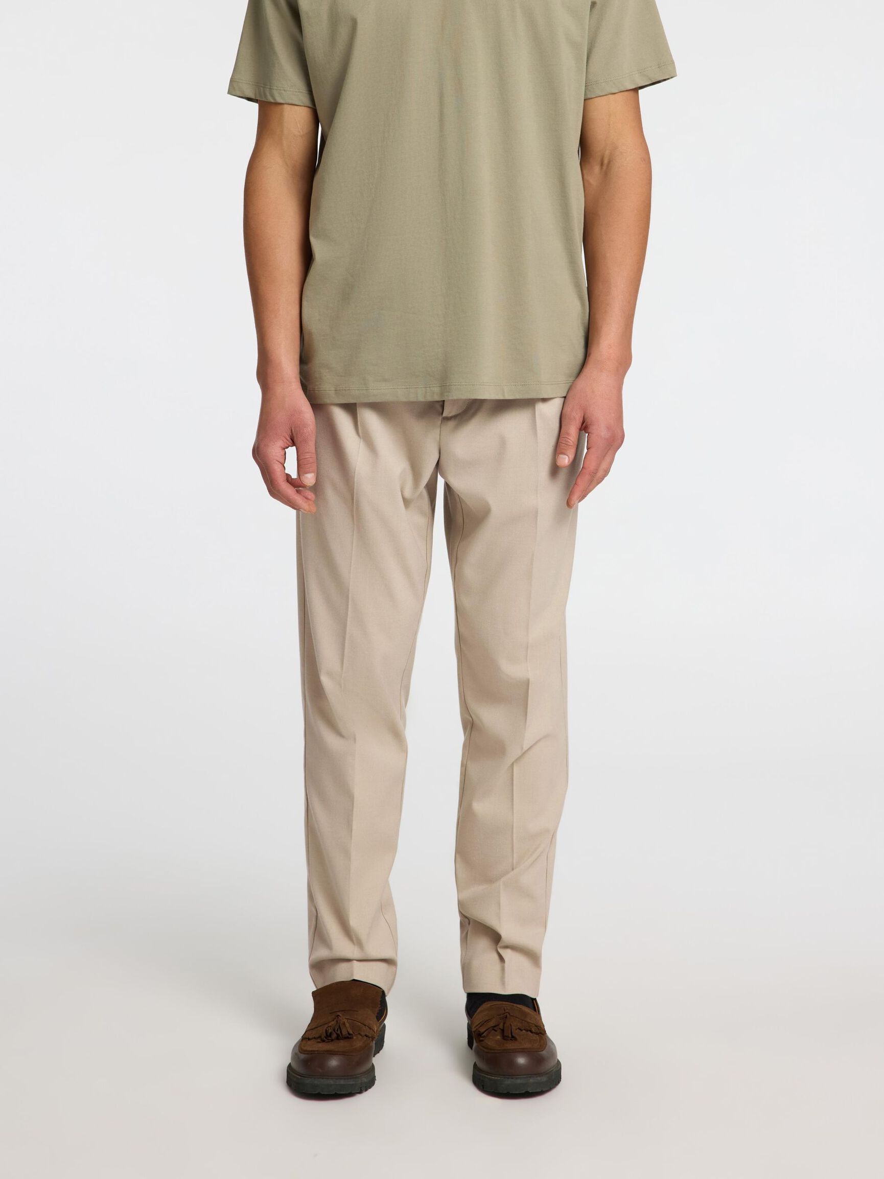 VISCOSE BLEND PLEATED TROUSERS, Pure Cashmere, highres