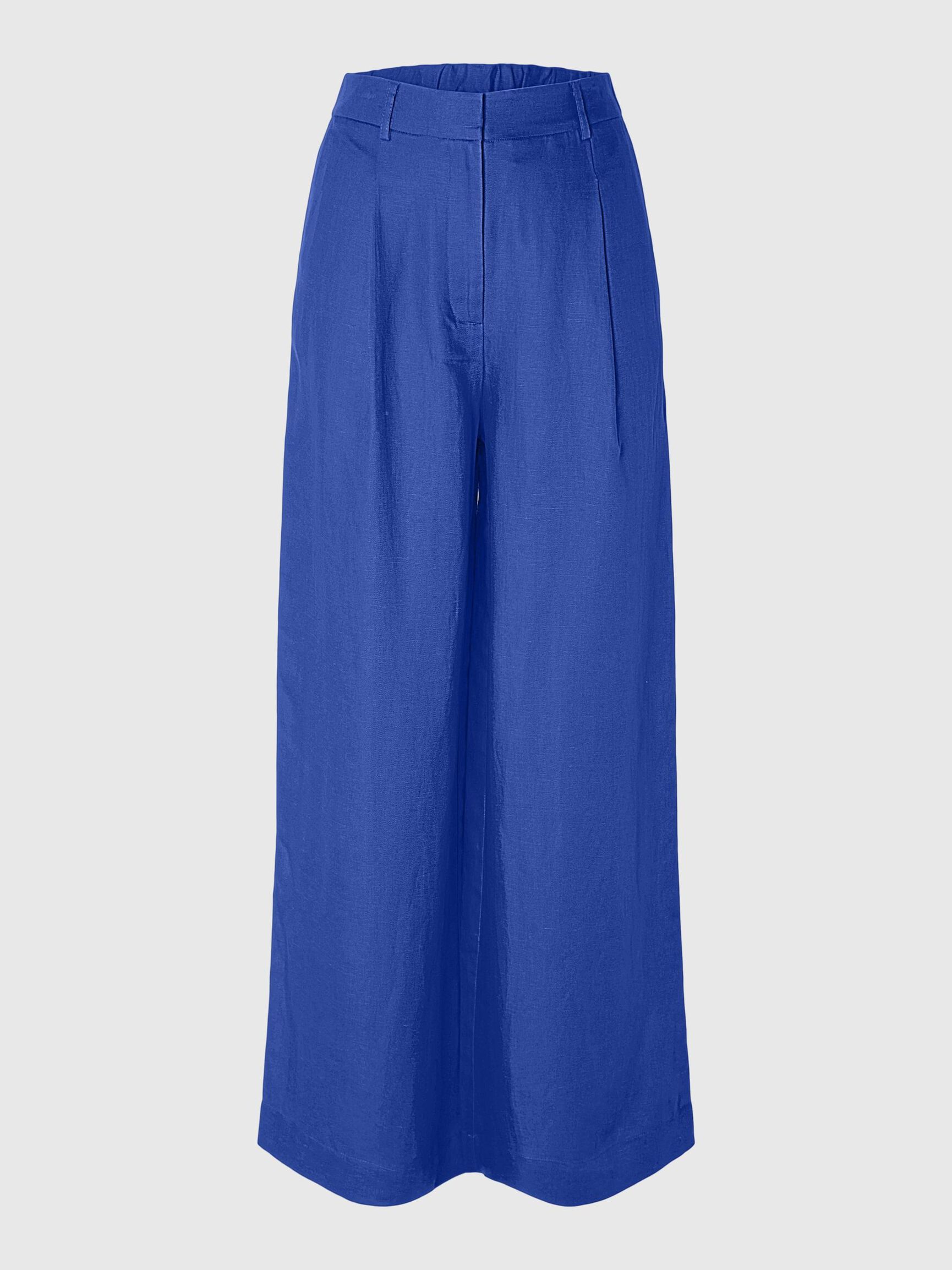 LEINENMIX HOSE MIT WEITEM BEIN, Dazzling Blue, highres