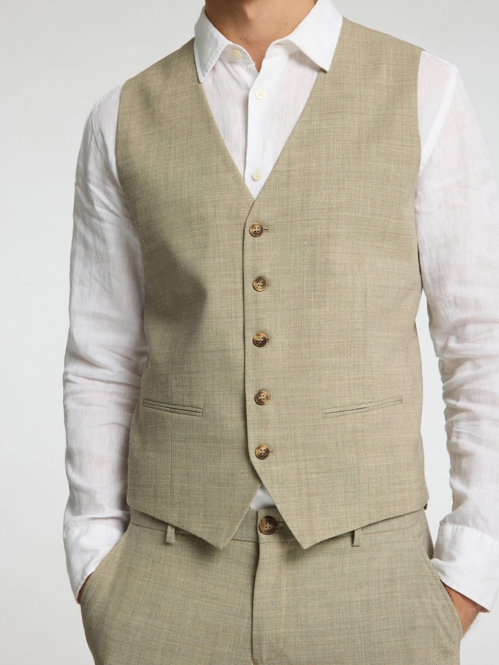 SLIM FIT  WAISTCOAT, Sand, highres