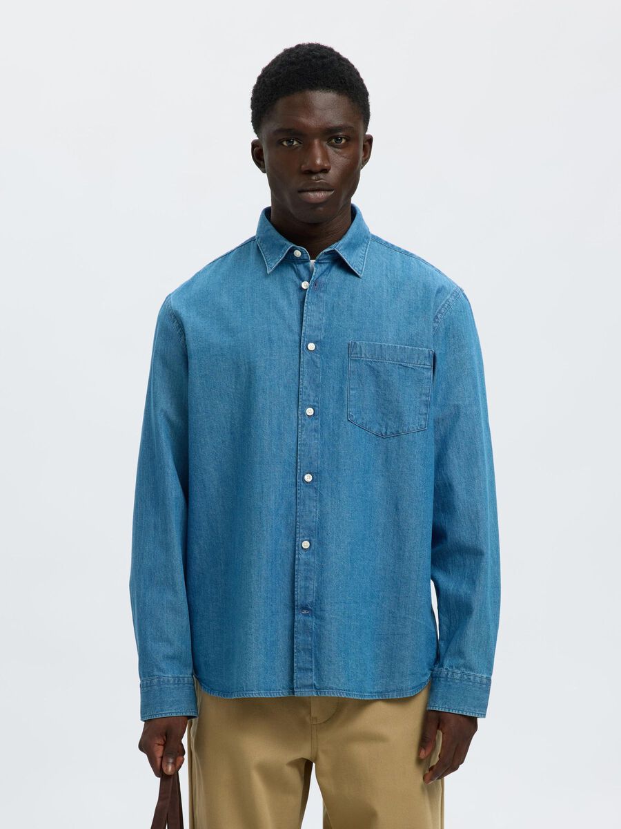 Selected REGULAR FIT  DENIM SHIRT, Medium Blue Denim, highres - 16097482_MediumBlueDenim_003.jpg