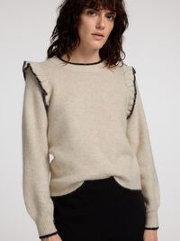 FRILLED PULLOVER, Birch, highres