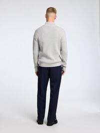 TEXTURIERTER HALF-ZIP PULLOVER, Light Grey Melange, highres