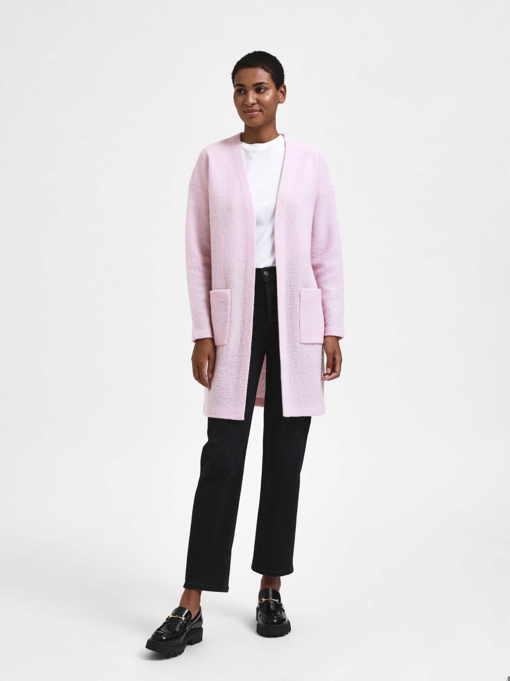 WOOL CARDIGAN, Icy Pink, highres