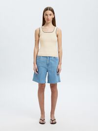 SLEEVELESS KNITTED TOP, Snow White, highres