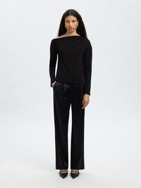 LANGE MOUWEN OFF-SHOULDER TOP, Black, highres