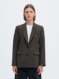 VISCOSE BLEND CLASSIC BLAZER, Dark Grey Melange, highres