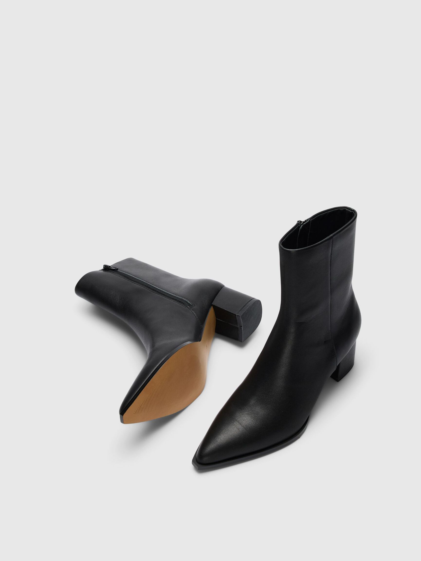 LEDER STIEFELETTEN, Black, highres