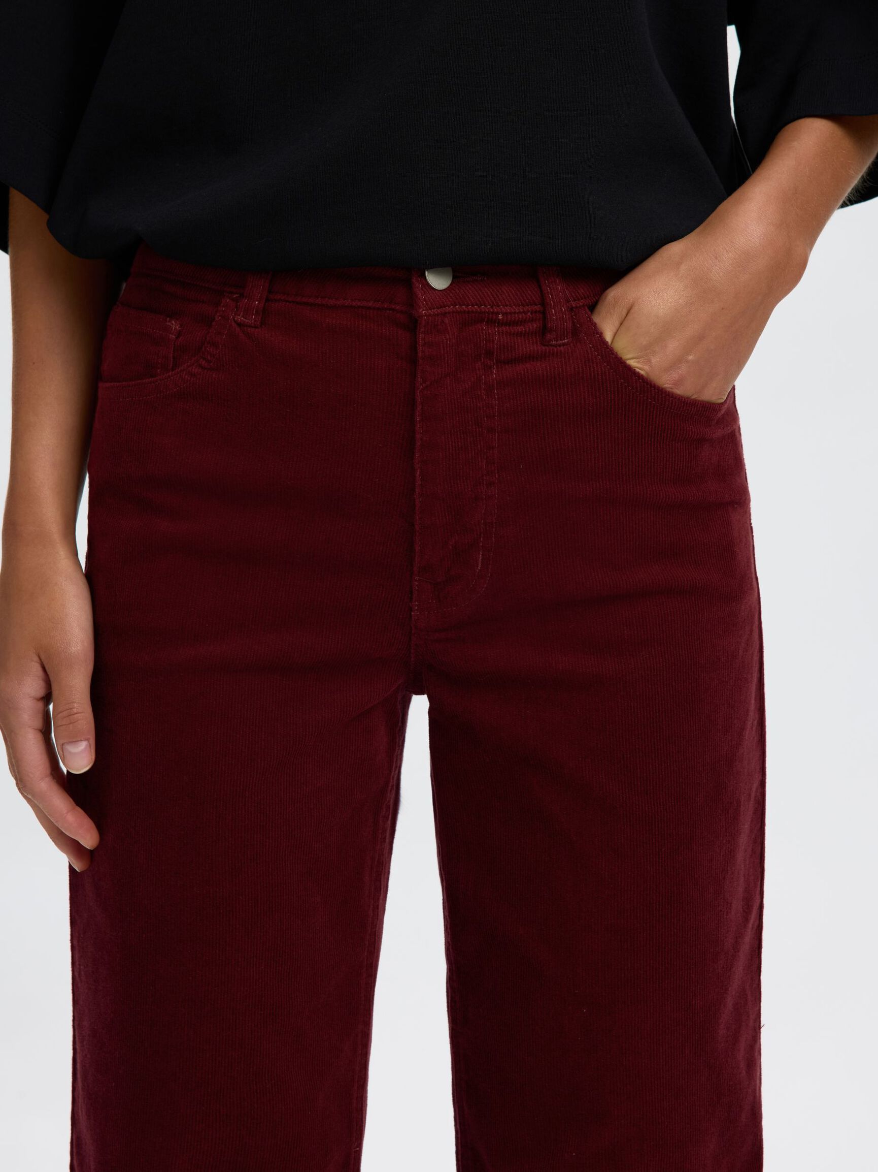 WIDE FIT CORDUROY TROUSERS, Tawny Port, highres