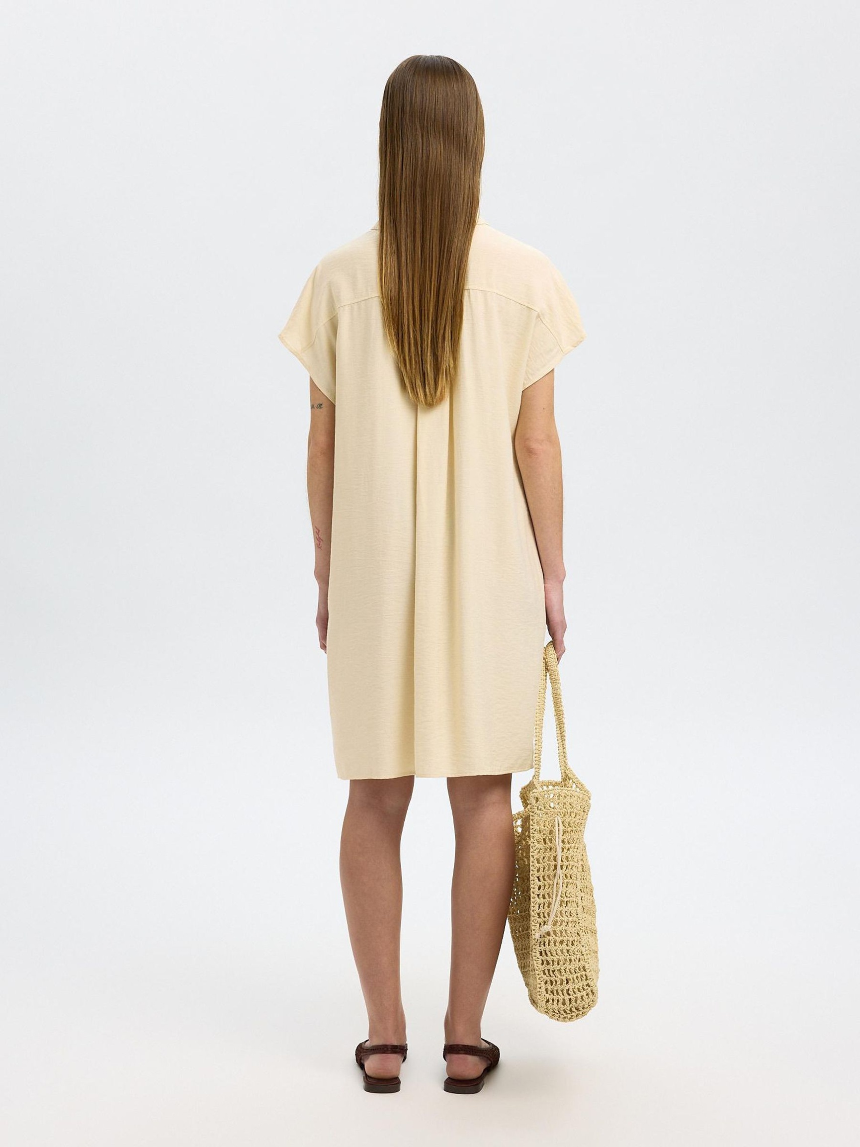 LONGITUD MINI VESTIDO CAMISERO, Birch, highres