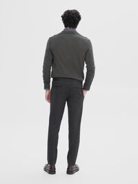 VISCOSE BLEND SLIM FIT TROUSERS, Dark Grey Melange, highres