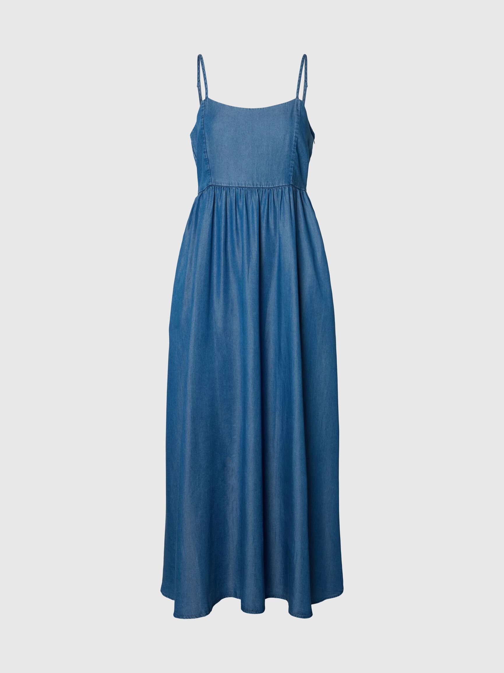 SLEEVELESS MAXI DRESS, Medium Blue Denim, highres