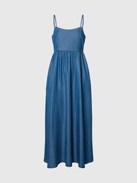 SLEEVELESS MAXI DRESS, Medium Blue Denim, highres