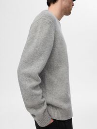 WOOL BLEND RELAXED FIT JUMPER, Light Grey Melange, highres