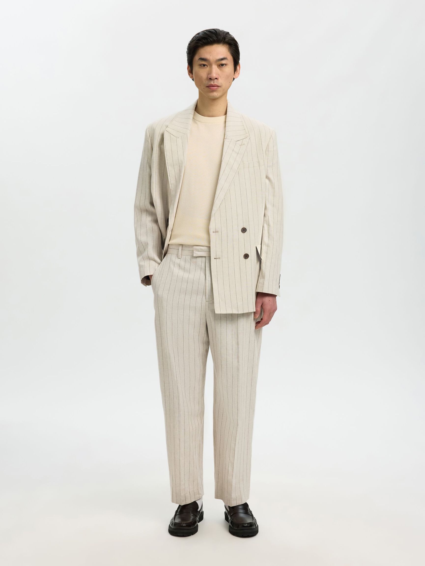 RELAXED FIT SUIT TROUSERS, Oatmeal, highres