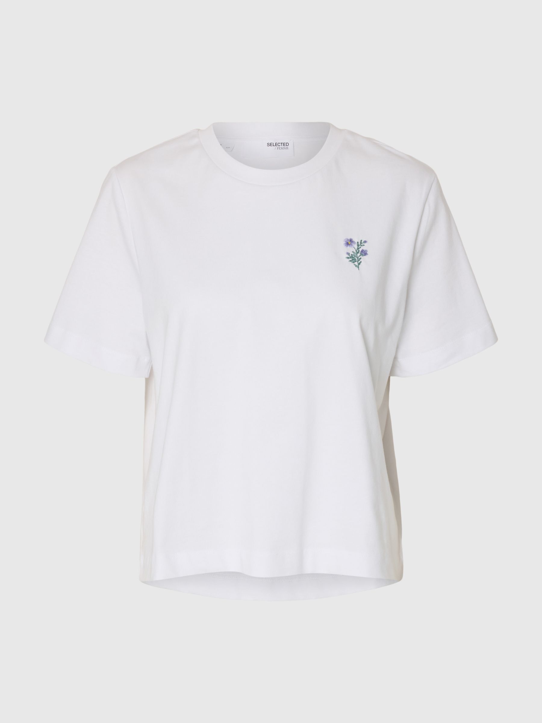 EMBROIDERED CREWNECK T-SHIRT, Bright White, highres